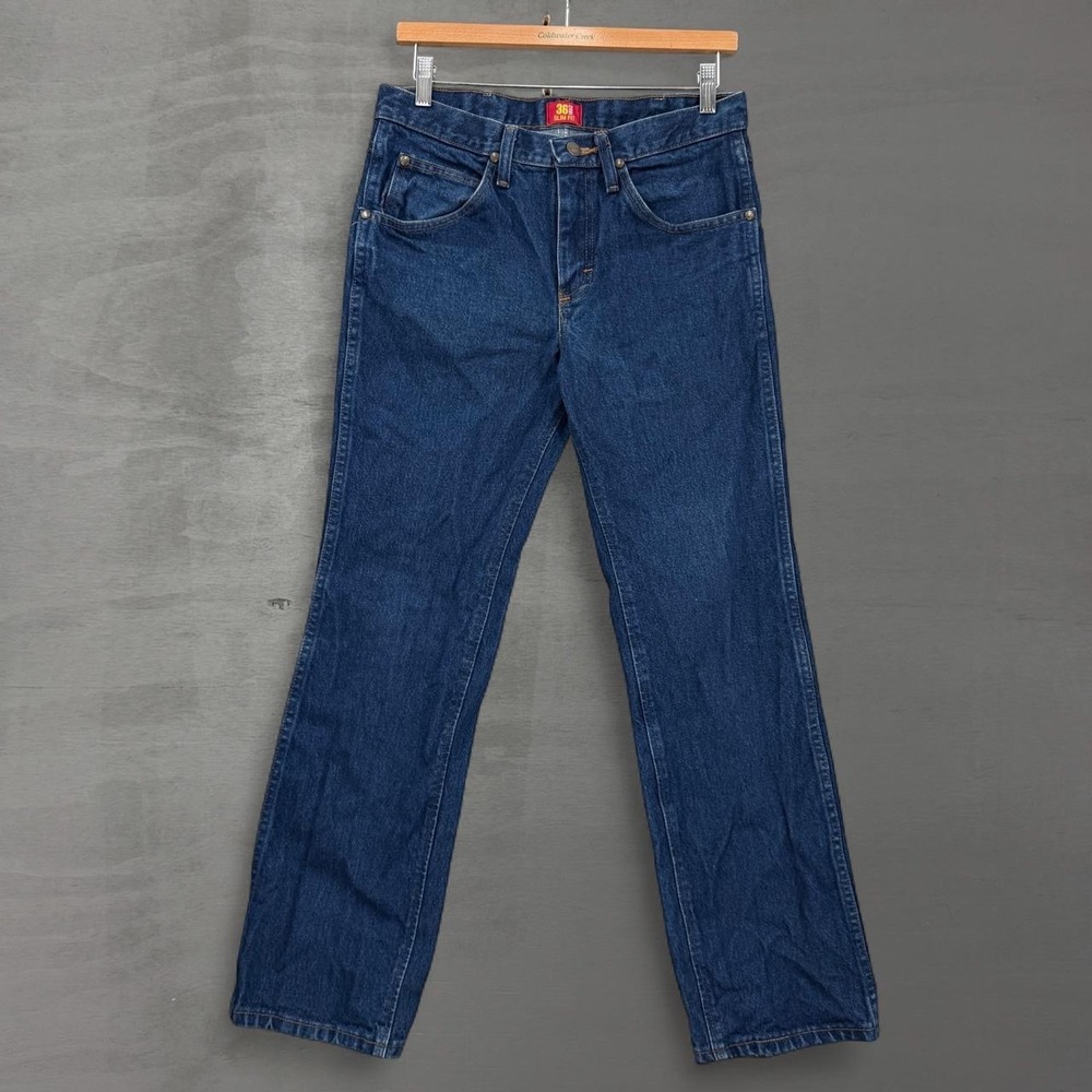 Wrangler Jeans Dark Wash Slim Fit 36MWZ Straight Leg Denim 29 x 30